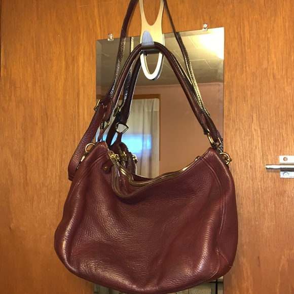 J. Crew Bags Jcrew Burgundy Leather Satchel Style Handbag Poshmark